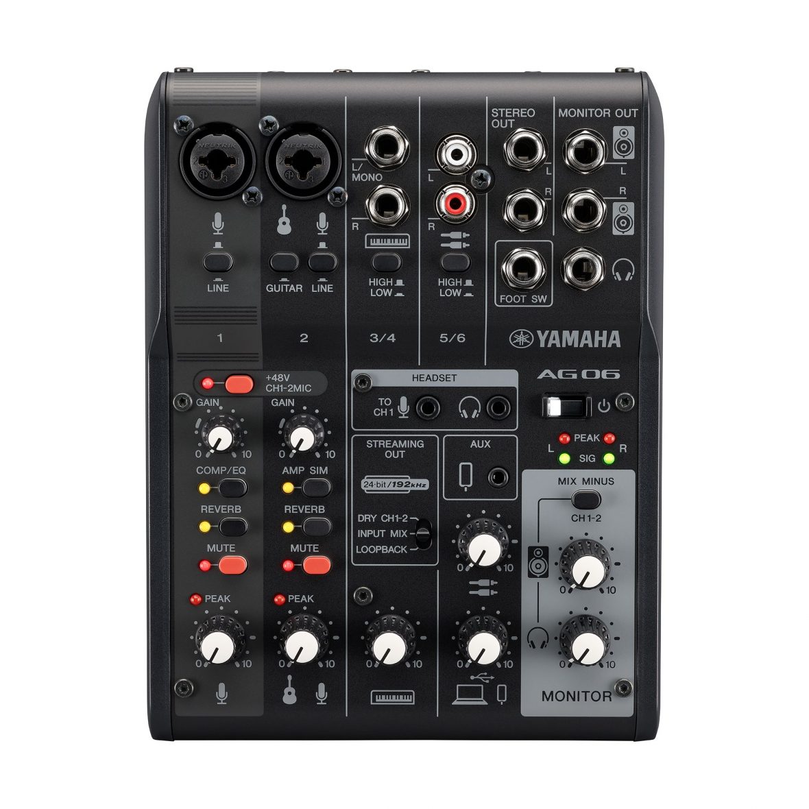 Console pour la production musicale et le streaming Yamaha AG06MK2